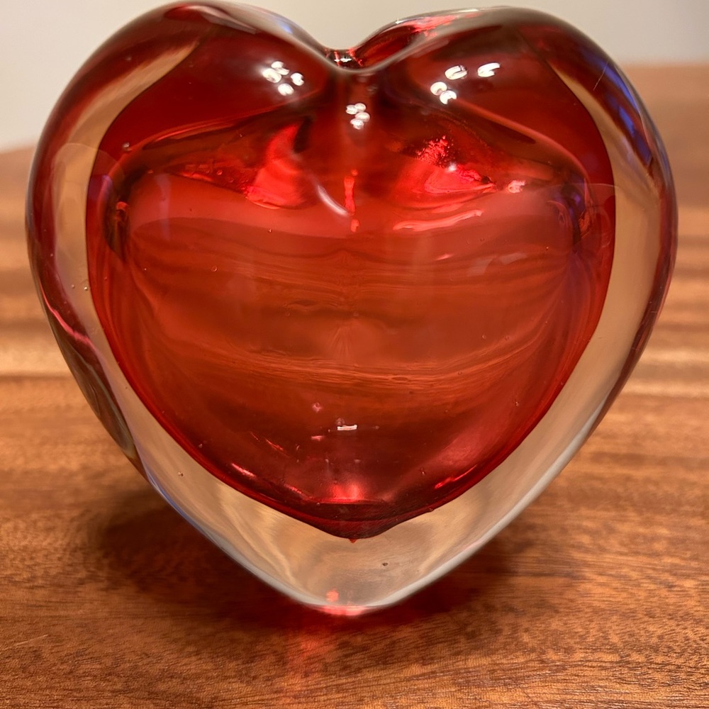 Hand blown Heart shaped Red Vase
